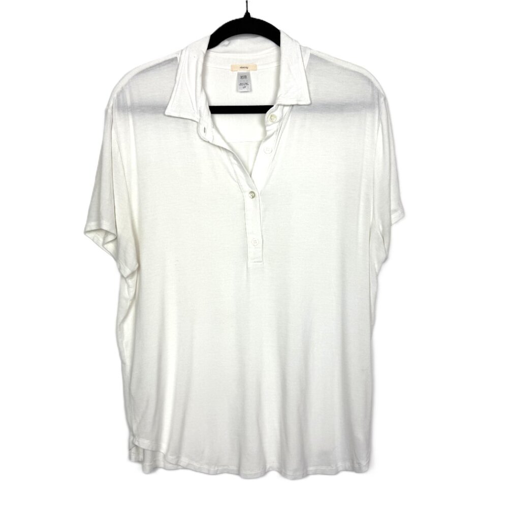 Eberjey Agnes‎ Short Sleeve Boyfriend Top Ivory Size Small - Picture 2 of 9